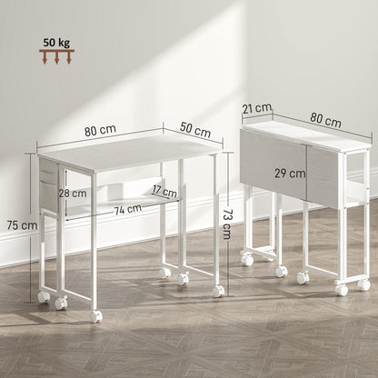 80 cm Drop Leaf Writing Work Desk - White
