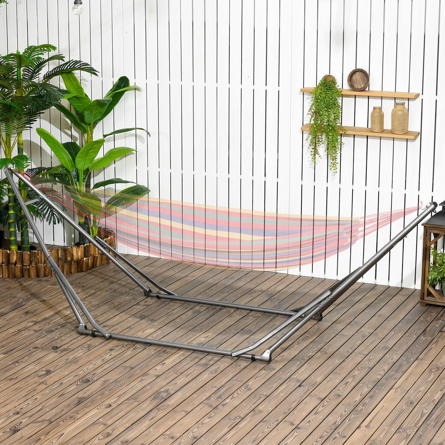 3 in 1 Foldable Hammock Stand, Portable Hanging Chair Stand with Metal Frame, Clothes Drying Rack, Load Capacity 120kg