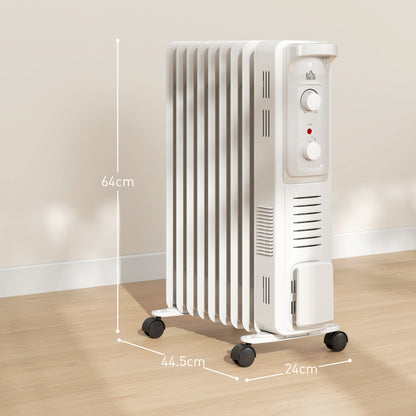 2000W Quiet Oil Filled Radiator, 9 Fin Energy Efficient Portable Electric Heater with 3 Heat Settings, Adjustable Thermostat