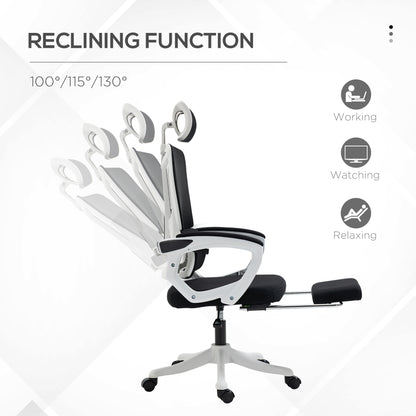 Ergonomic Office Chair, High Back Desk Chair, Reclining Mesh Computer Chair with Adjustable Headrest, Lumbar Support