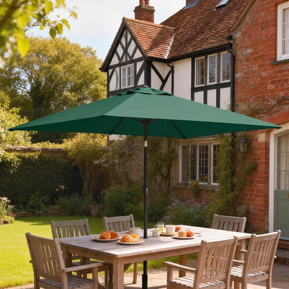 Garden Parasol, Parasol Umbrella with Crank Handle, Tilt Function, Polyester Canopy, Green