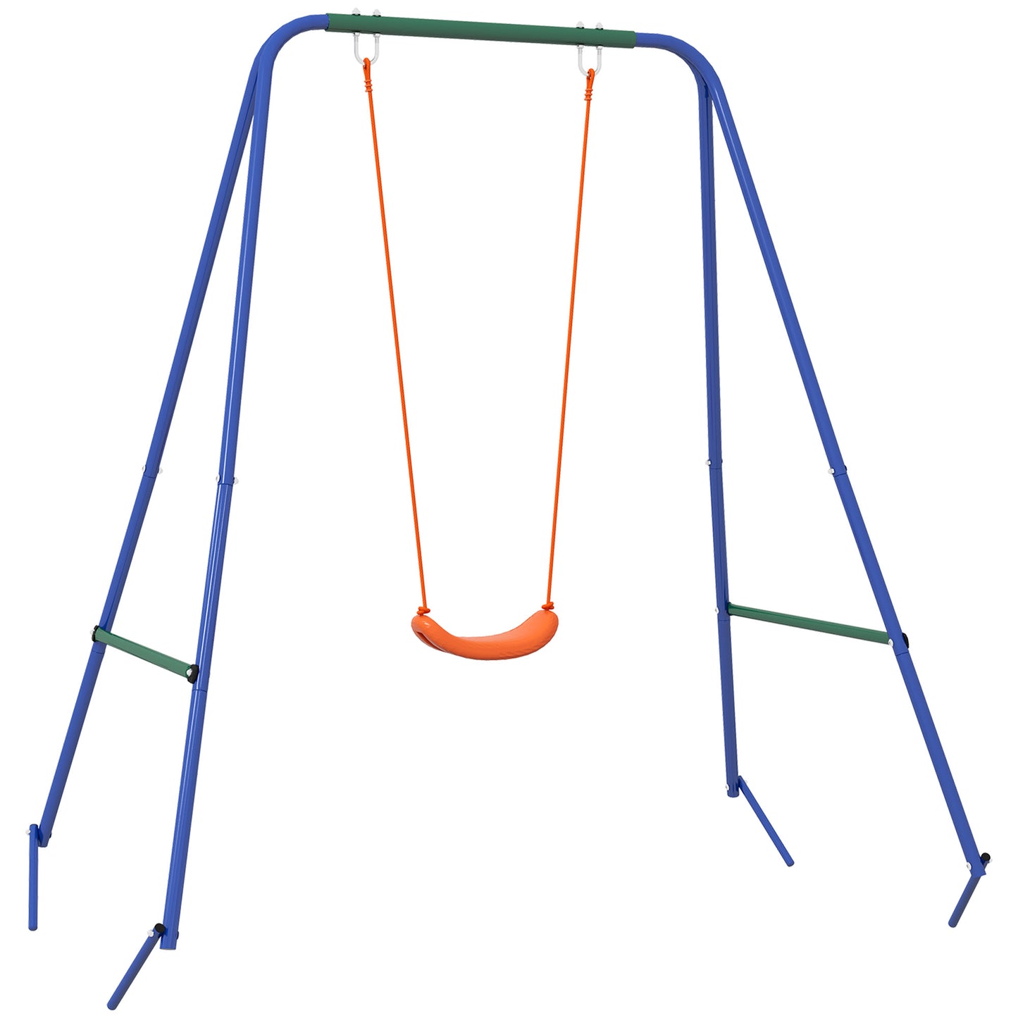 Two-In-One Toddler Garden Swing, with Comfortable Seat, Safety Belt - Orange and Blue