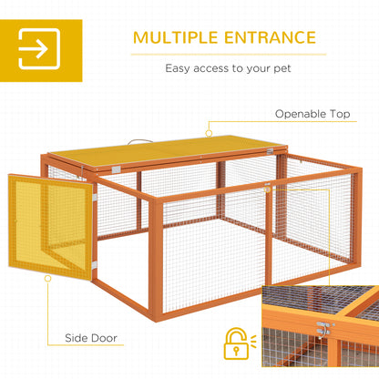 Wooden Folding Rabbit Hutch, for 2-3 Rabbits - Orange