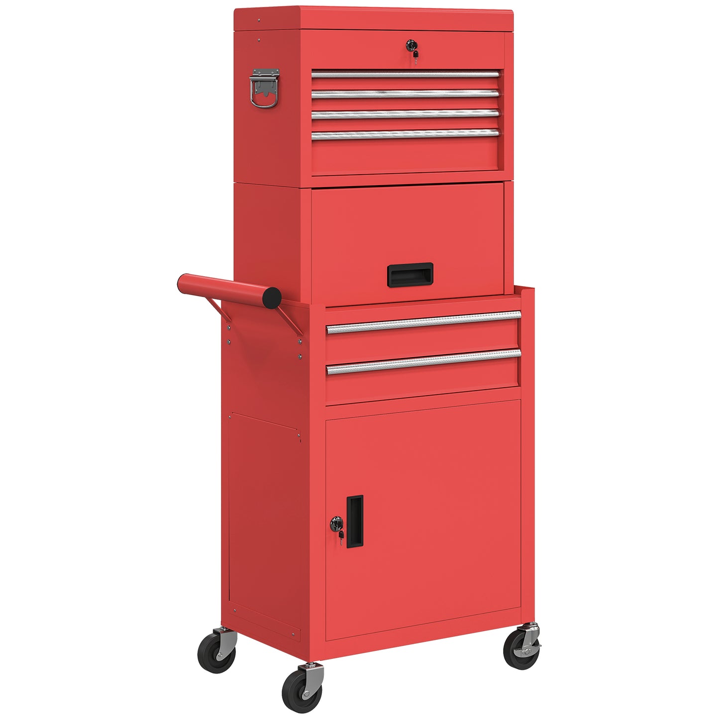 Three-Part Steel Locking Tool Chest - Red