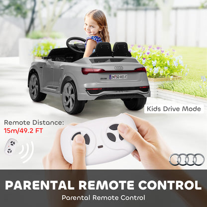 Audi Q8 e-tron Sportback Licensed 12V Ride on Car w/ Remote, 4 Spring Suspension Wheels, Headlamps, Music, Horn - Grey