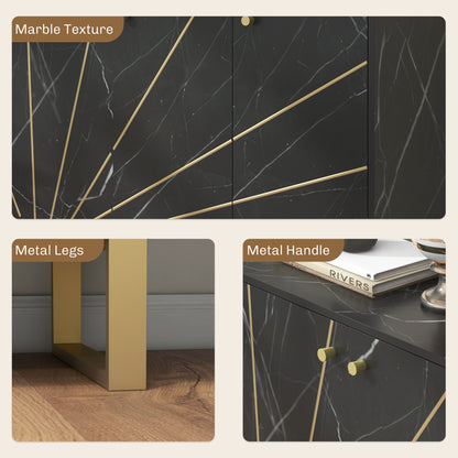 Sideboard Storage Cabinet, Modern Storage Cupboard with Adjustable Shelves and Metal Legs for Living Room, Kitchen