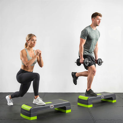 Aerobic Step with 3-Level Adjustable Heights for Home, Office Exercise, Grey and Green