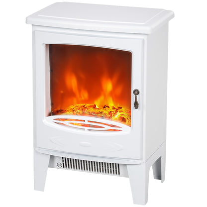 Tempered Glass Casing Electric Fireplace, Freestanding Electric Fire with Realistic Flame Effect, Log Burner