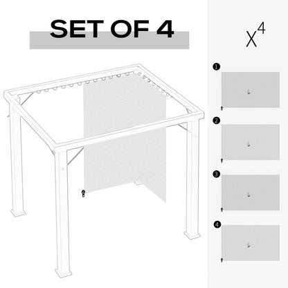 4 Pack Replacement Gazebo Curtains Privacy Panel for Most 3 x 4m Gazebo Canopy Pavillion Outdoor Shelter Sidewalls Accessorie