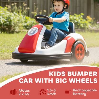 Kids Bumper Car with 360-Degree Rotation, 6V Electric Ride On Car with Music and Horn for 3-8 Years Old, Red
