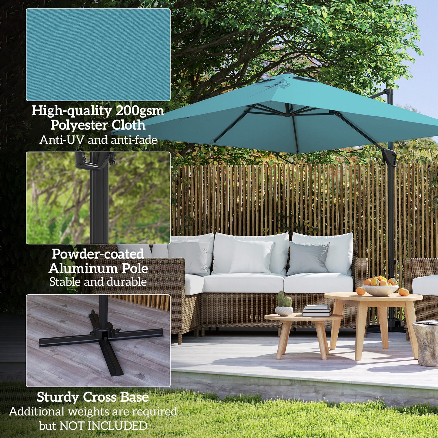 Patio Offset Parasol Umbrella - Blue