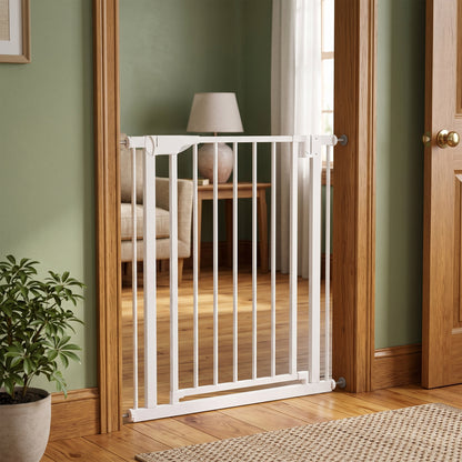 Baby Gate, Pet Safety Gate Pressure Fit, 76-81cm Wide with Two-Way Open, One-Hand Opening