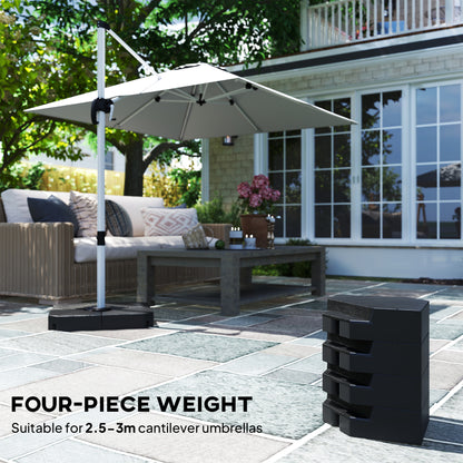 Umbrella Weights for Cantilever Parasols, Set of 4 Heavy Duty Parasol Base Stand Weights, 80kg Sand or 60kg Water Filled