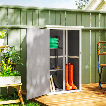 Wooden Small Shed, 75L x 56W x115H cm Garden Storage Shed with Shelves and Bolt Latch, Grey