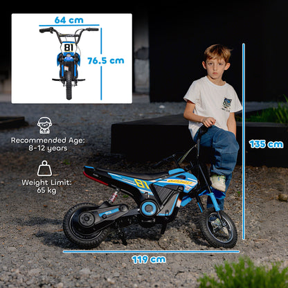 Kids Electric Motorbike 3 Gearboxes Speed Ride on Motorcycle with 40min Ranges - Blue