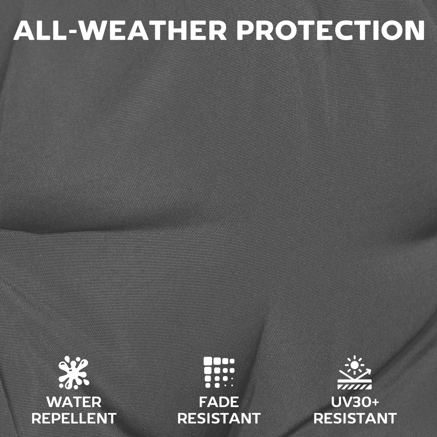 Outdoor Seat Cushions Set of 2 with Ties, Waterproof Garden Seat Pads, Dark Grey