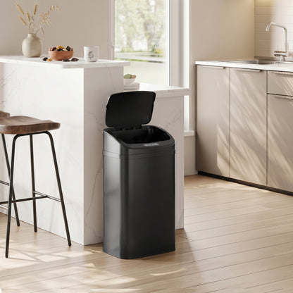 48L Galvanised Steel Sensor Bin - Black