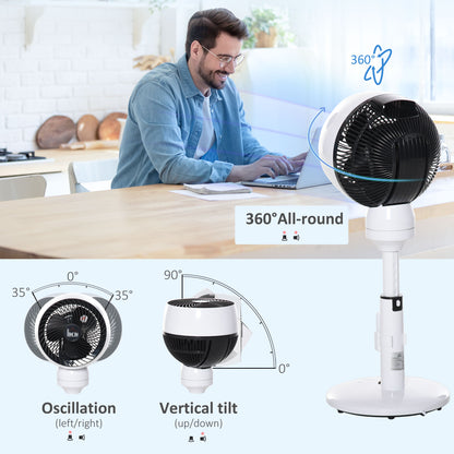 9'' Air Circulator Fan 3 Speed 3 Mode, 70° Oscillation 90° Vertical Tilt, Height Adjustable, Remote Controller