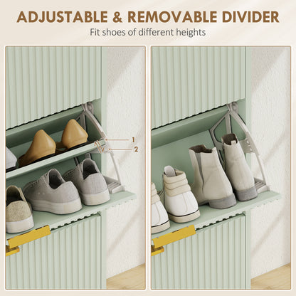 Elegant Three-Drawer Shoe Cabinet - Light Green