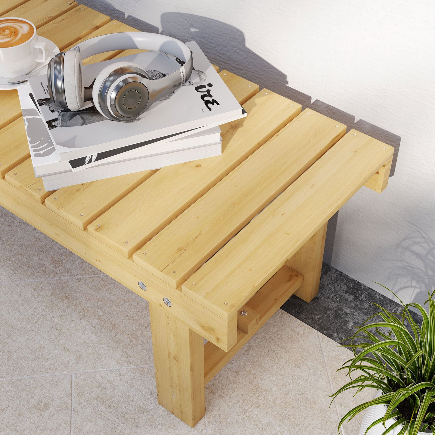 1 Piece 2-seater Outdoor Indoor Wooden Garden Bench Fir Patio Loveseat, 110L x 38W x 35Hcm, Natural