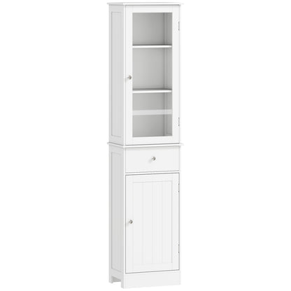 Slim Freestanding Bathroom Storage Cabinet – White