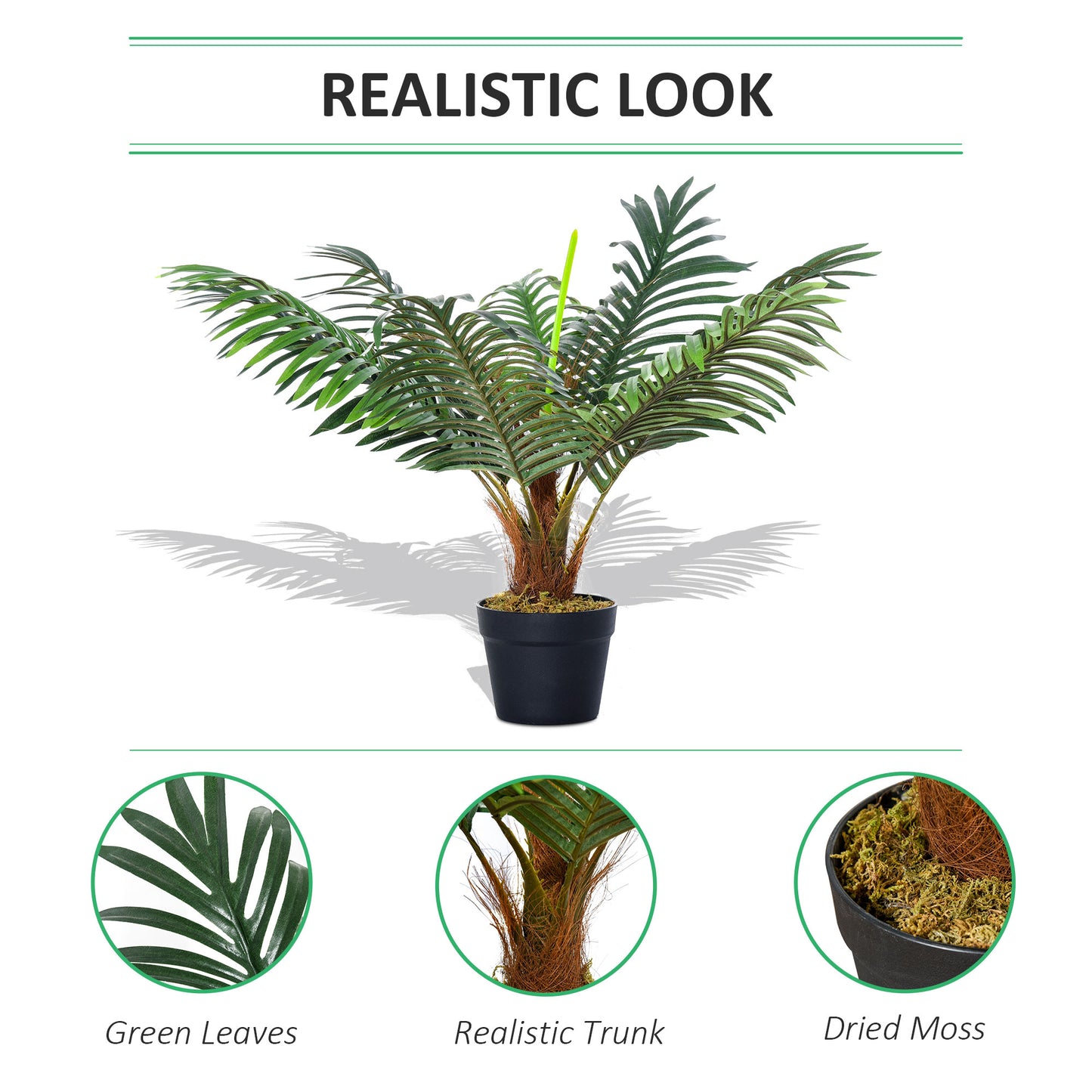 60cm Artificial Palm Tree Fake Plant in Pot - White