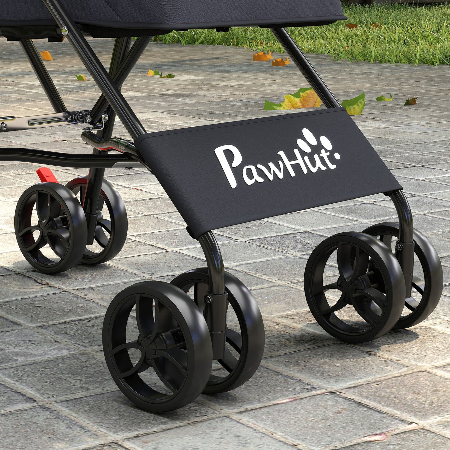 Dog Stroller, Foldable Cat Dog Pram for Miniature Breeds, Pet Stroller with Brake, Mesh Windows, Dark Grey