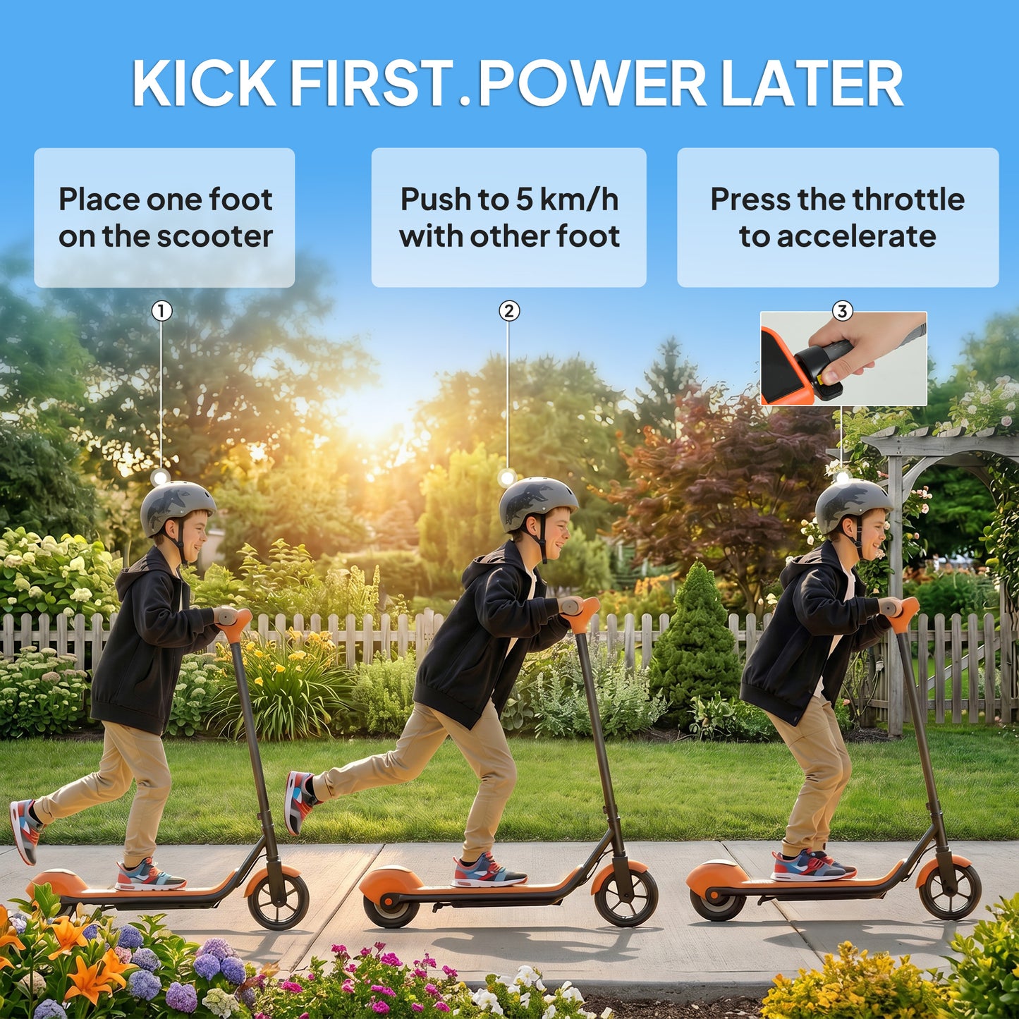 Electric Scooter for Kids, with LED Display, Green