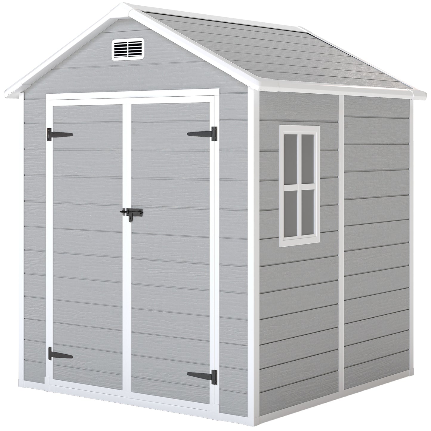 6 x 5ft Garden Shed, Plastic Shed with Floor, Window, Lockable Doors and Vents