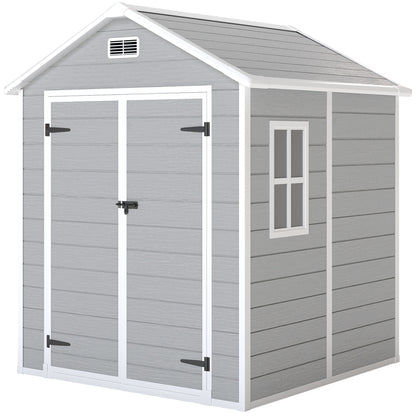 6 x 5ft Garden Shed, Plastic Shed with Floor, Window, Lockable Doors and Vents