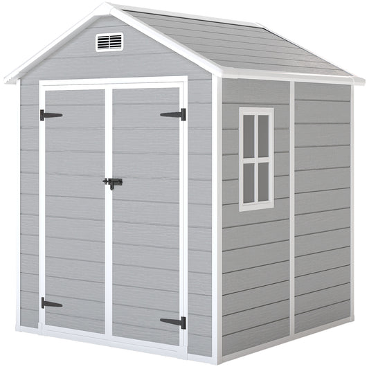6 x 5ft Garden Shed, Plastic Shed with Floor, Window, Lockable Doors and Vents