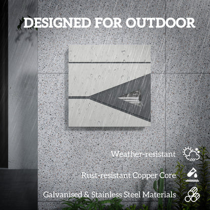 Wall Mounted Post Box with Viewing Window, 2 Lock, Modern Galvanised Steel Mailbox with Copper Core