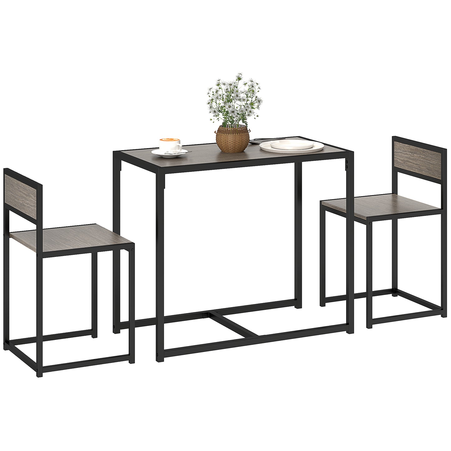 Dining Table and Chairs Set 2, Dining Room Sets, Rectangular Space Saving Table and 2 Chairs for Compact Kitchens