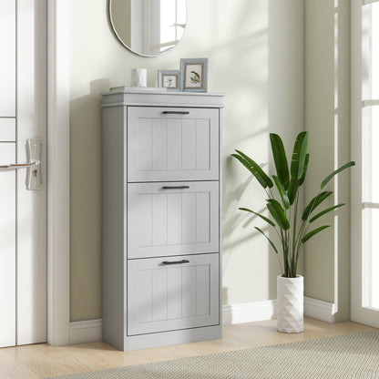 Three-Drawer Minimalistic Shoe Cabinet - Grey