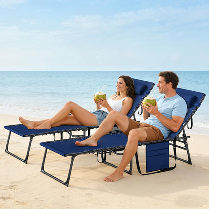 Five-Position Reclining Sun Loungers Set of 2 - Dark Blue