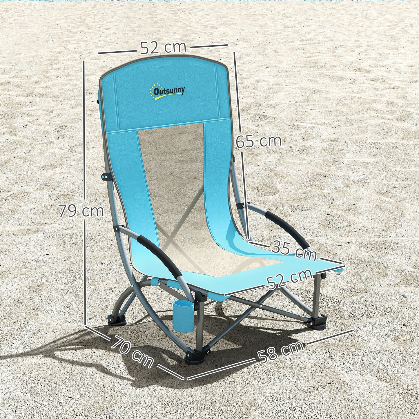 Set of 2 Folding Beach Chair, Low Camping Chair with Mesh Back