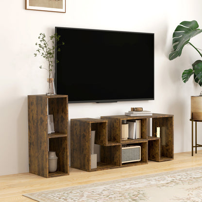 Three-Block Modular TV Stand - Rustic Brown