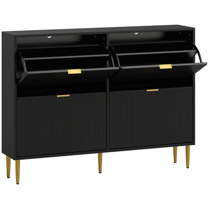 Elegant Four-Drawer Shoe Cabinet - Black