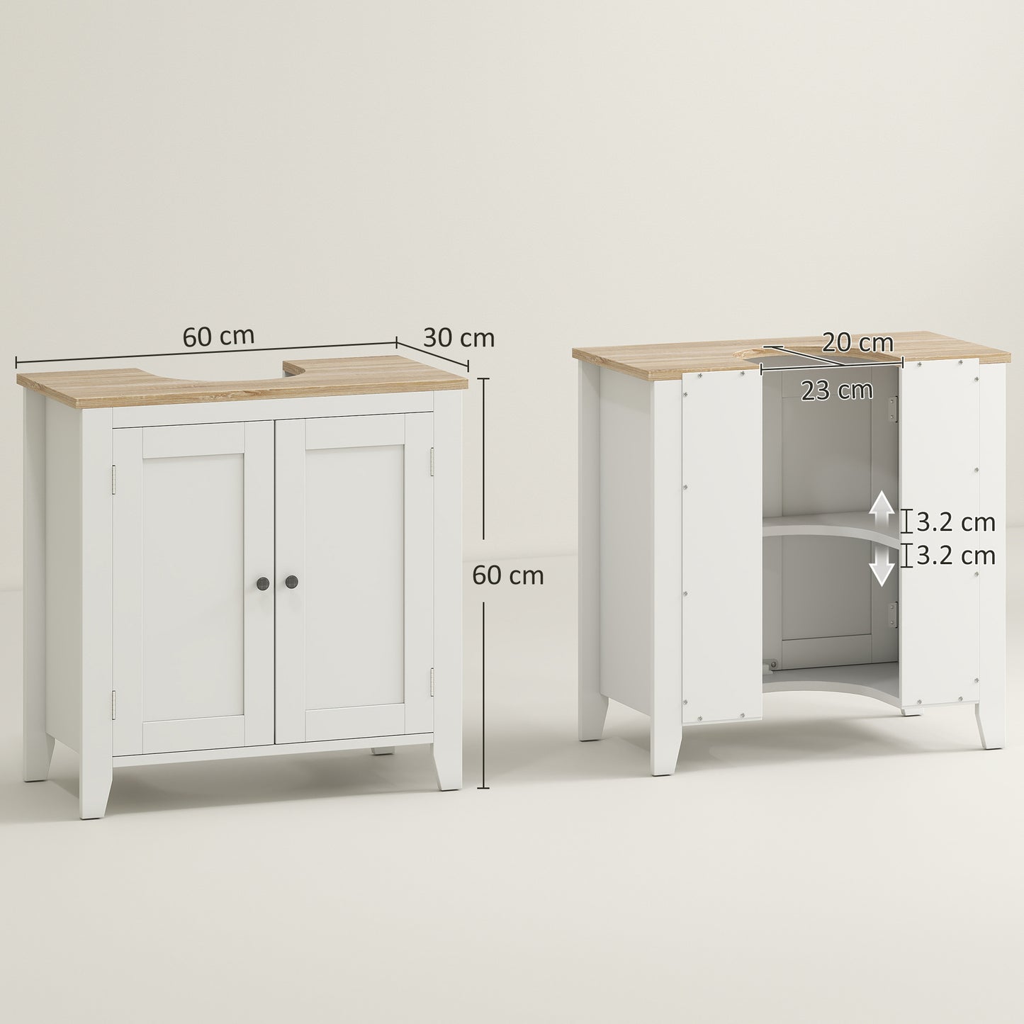 Under Sink Cabinet, Bathroom Sink Cabinet with 2 Doors, Pedestal Under Sink Design, Freestanding Bathroom Cupboard