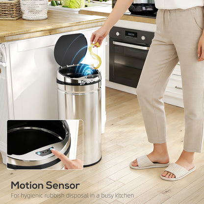 42L Automatic Motion Sensor Rubbish Bin with Fingerprint Resistant, Stainless Steel, Silver Tone