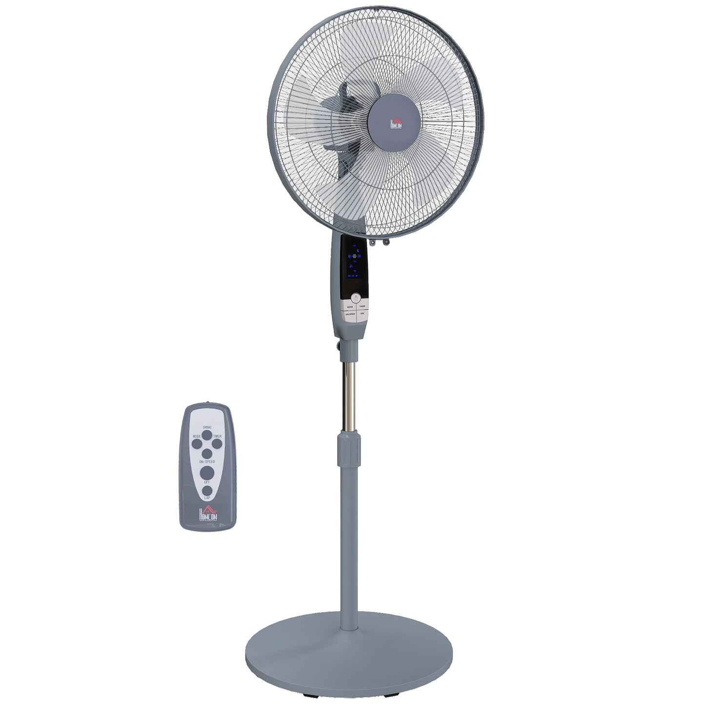 16in Pedestal Standing Floor Fan, Oscillation Cooling Fan with Remote Control, Grey