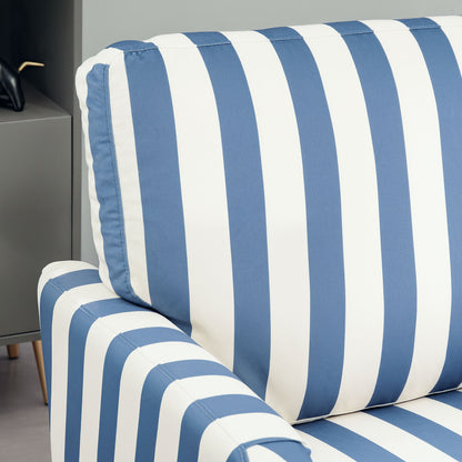Modern Cuddle Chair, Velvet Single Sofa Armchair with Stripe, Turned Legs and Wide Seat