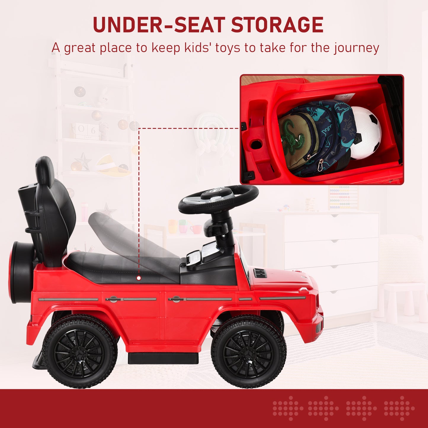 3 in 1 Kids Children Ride on Push Car Toddler Sliding Car G350 Licensed Walker Foot to Floor Slider Push-Along with Horn Stee