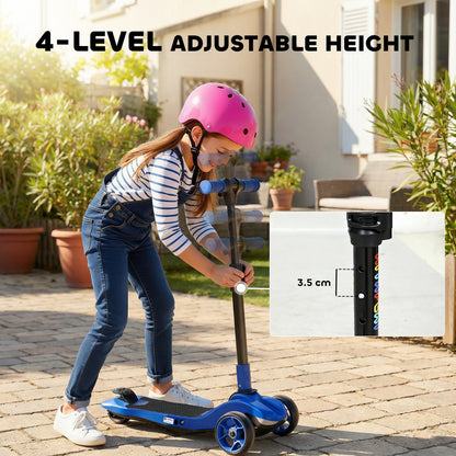 Three-Wheel Foldable Electric Scooter for Kids Aged 6-10 Years, Blue