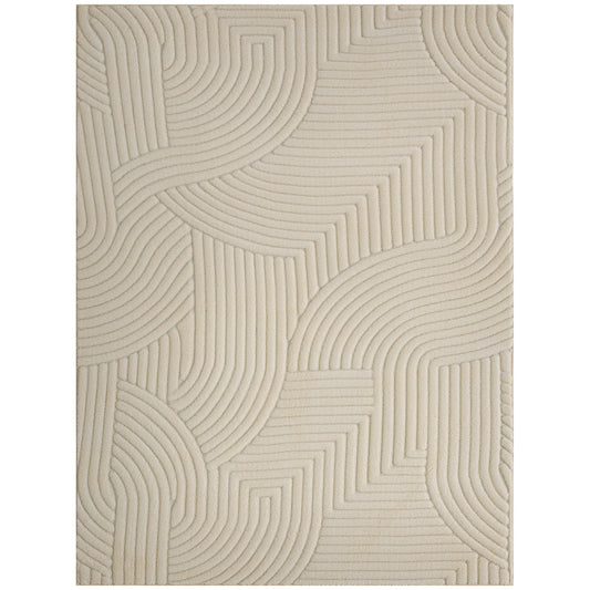 Modern Geometric Rug, Thick Plush, Non-Slip, 160 x 120 cm, Cream, Living Room, Bedroom, Office