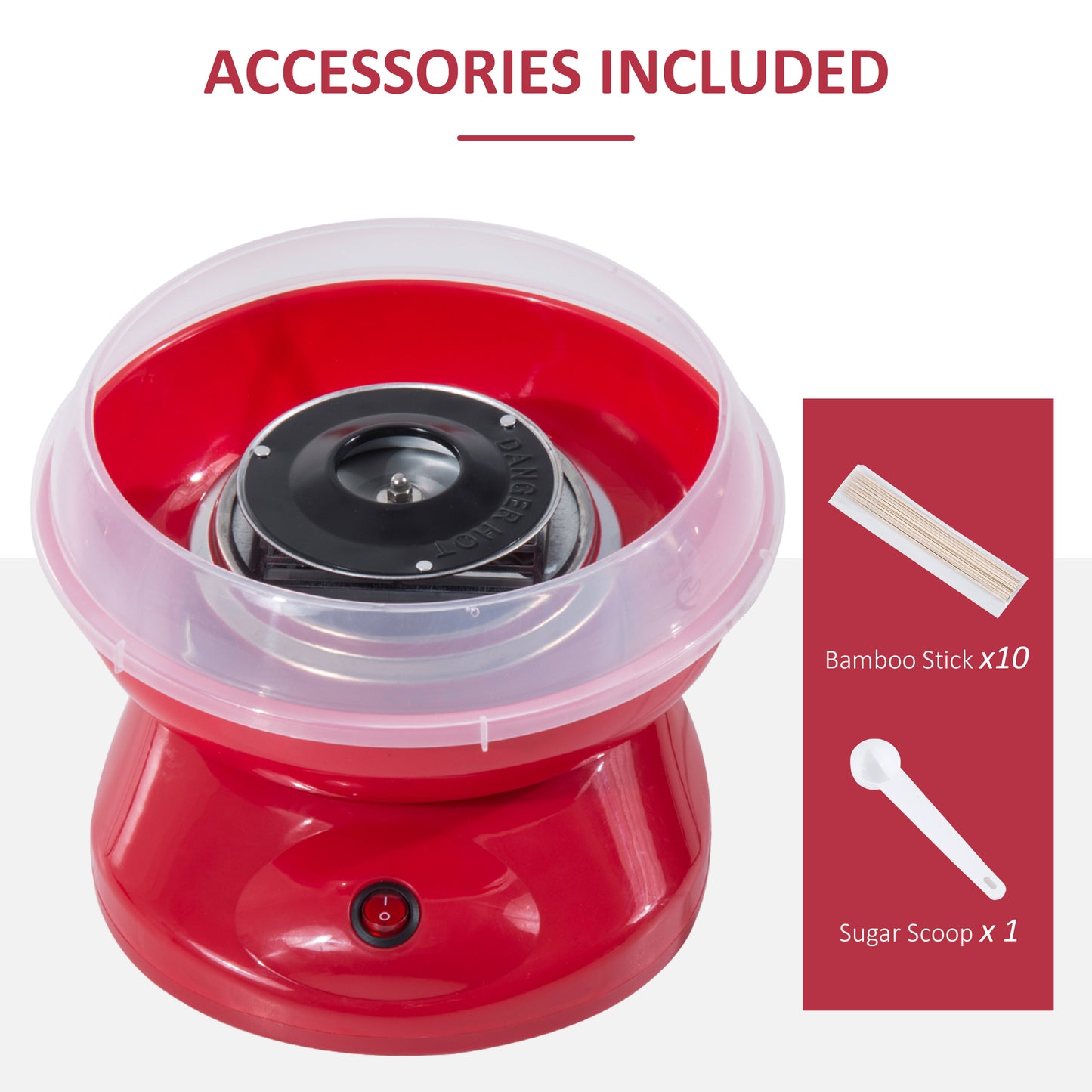 Candy Floss Machine Electric Cotton Candy Maker Gadgetry 450W (Red)