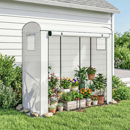 Mini Greenhouse, Garden Tomato Growhouse with Roll-Up Door and 2 Mesh Windows, PE Cover, 200 x 75 x 188 cm, White