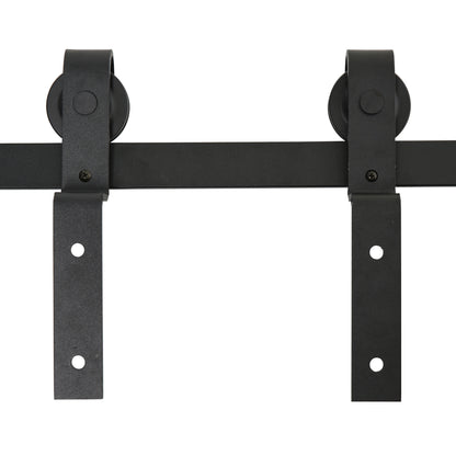 6.6FT/200cm Sliding Barn Door Hardware Track Kit, 90kg Heavy Duty Carbon Steel Sliding Door Rail for 2 Doors, Black