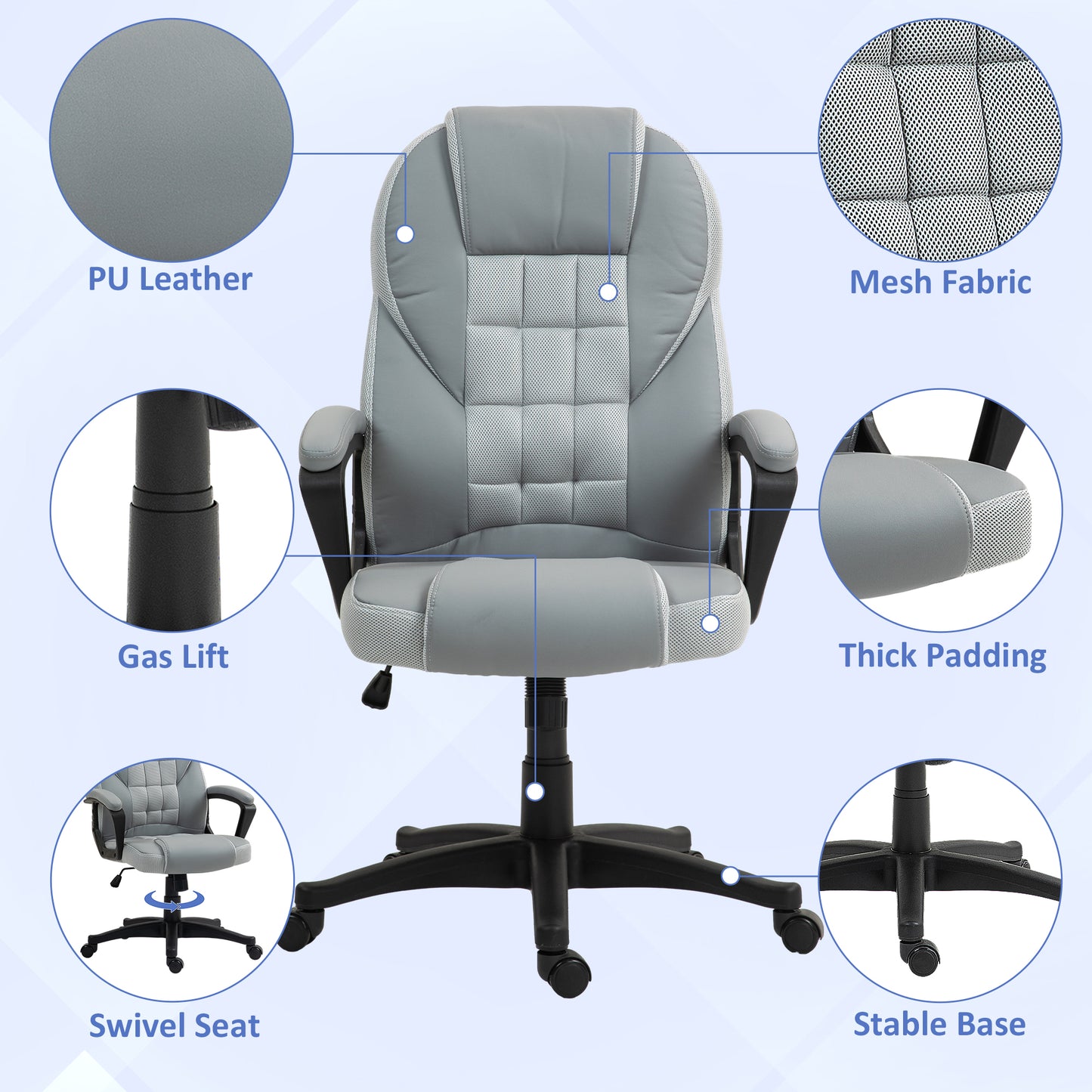 Faux Leather Office Chair - Grey