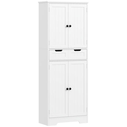 Tall Bathroom Cabinet, Freestanding Bathroom Storage Cabinet with Drawer, Shelves and Doors, 60 x 30 x 160 cm, White